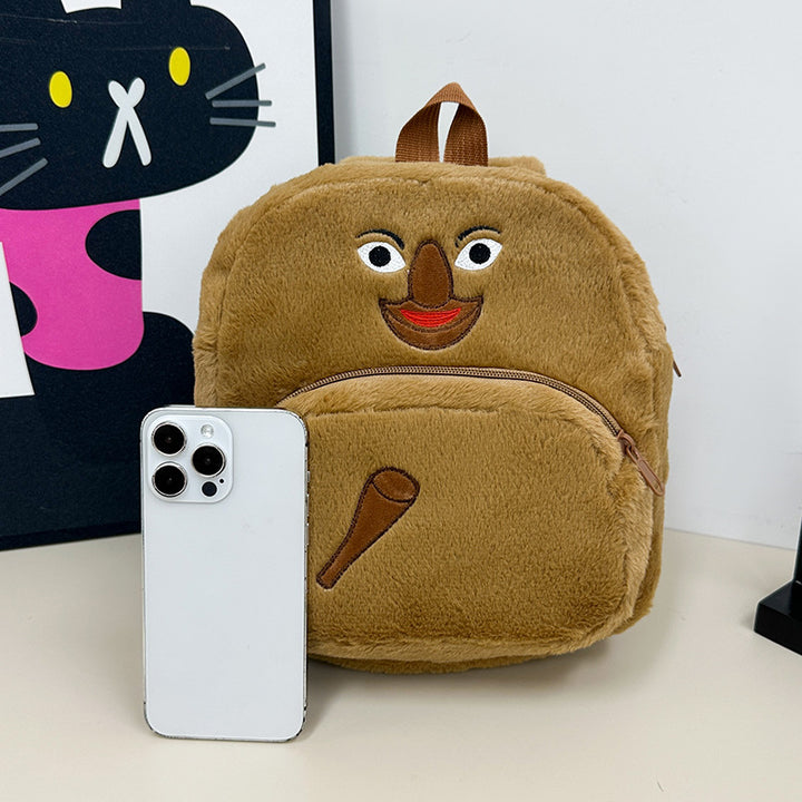 Plush children's backpack with cute monkey design Bowlift
