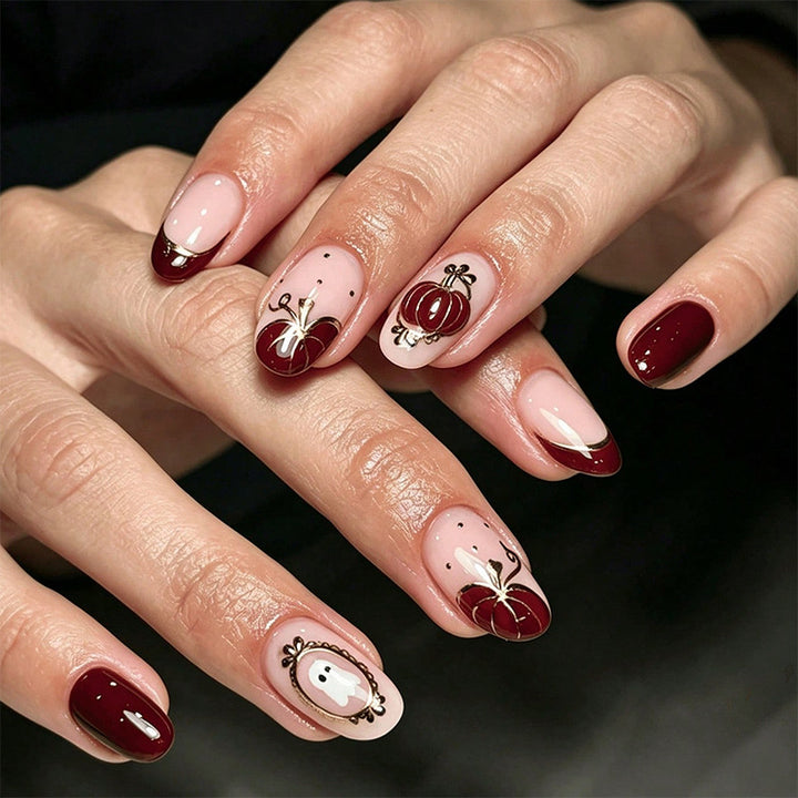 Artful nail tips with autumn design Bowlift
