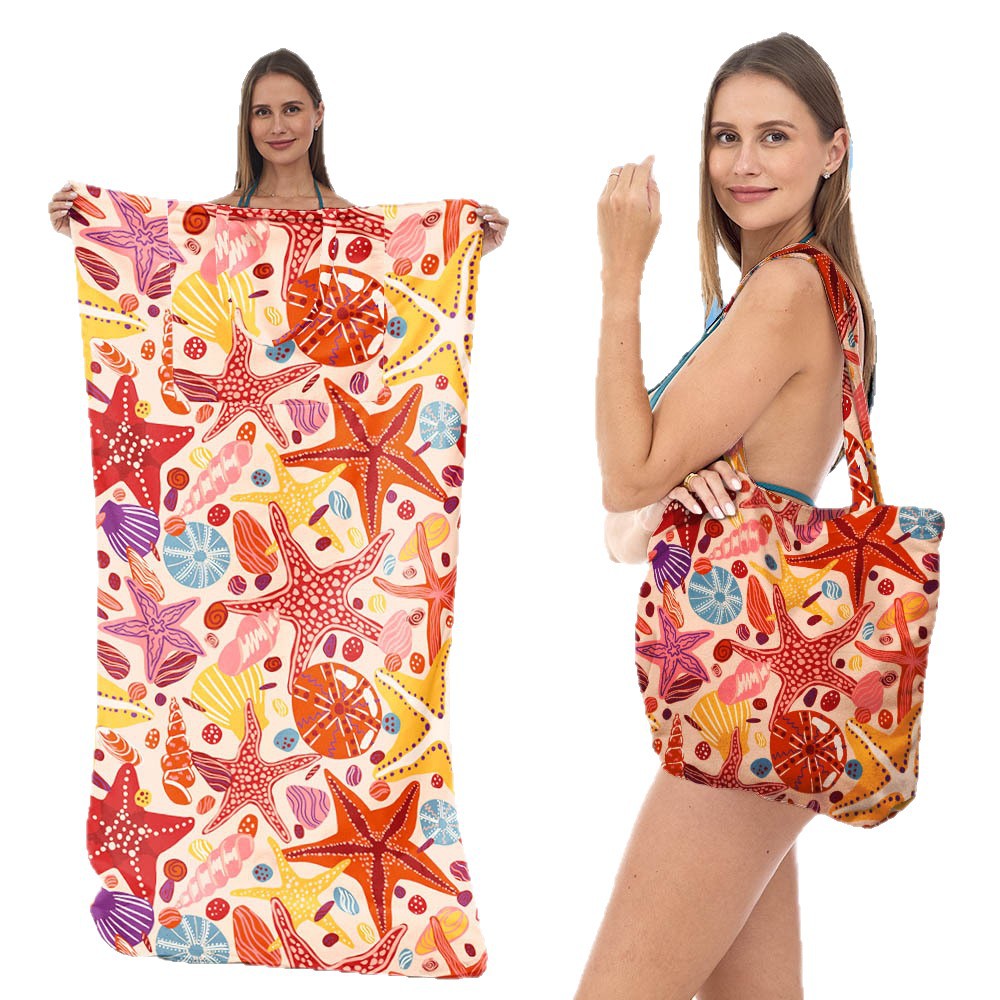Beach towel with integrated tote bag design Bowlift