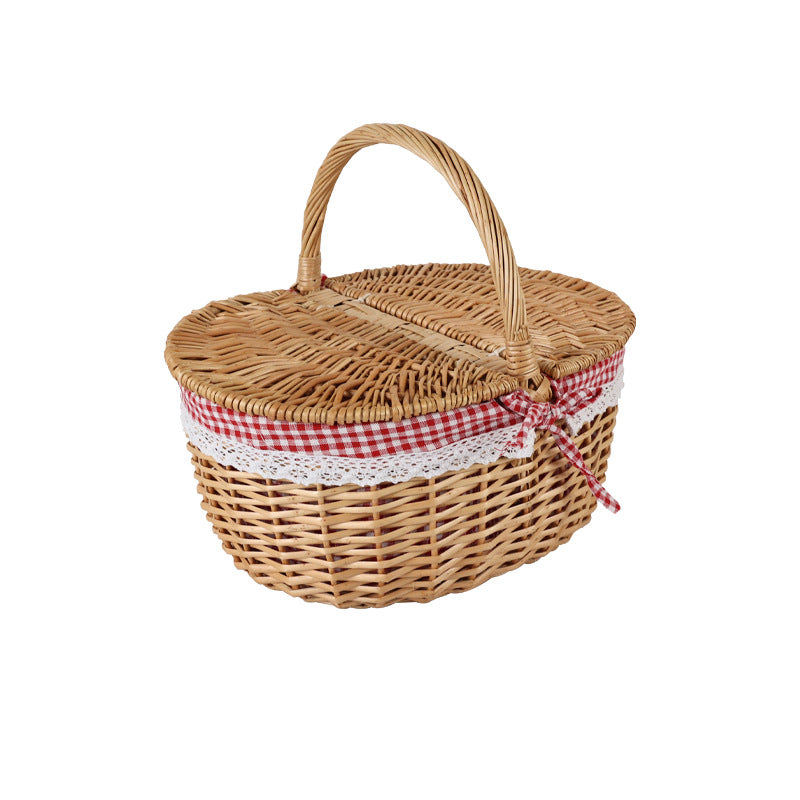 Women's basket with decorative fabric trim and practical carrying handle Bowlift