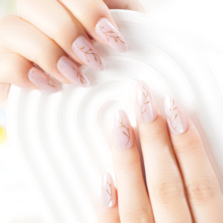 Elegant Botanical Press-On Nail Art Bowlift