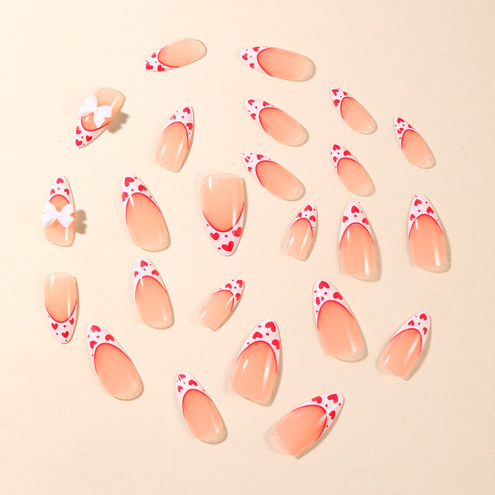 Decorative Heart Accent Stiletto Nail Art Extensions Bowlift