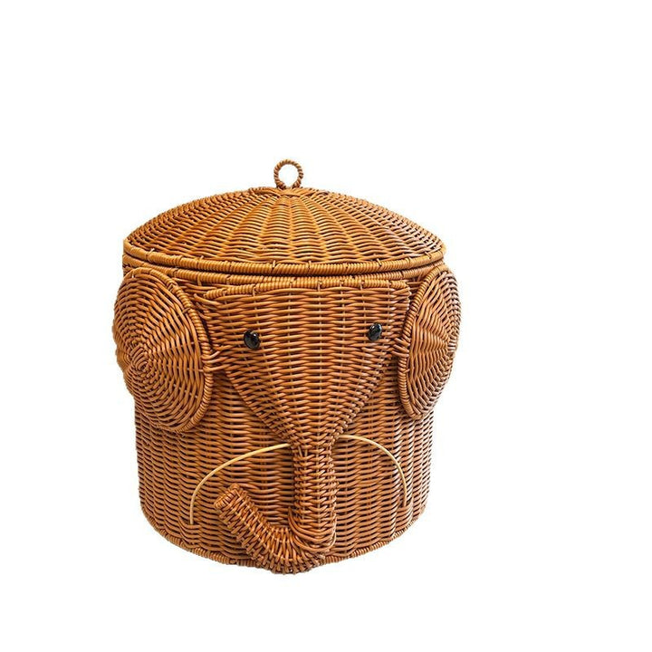 Elephant-Shaped Woven Storage Basket Bowlift