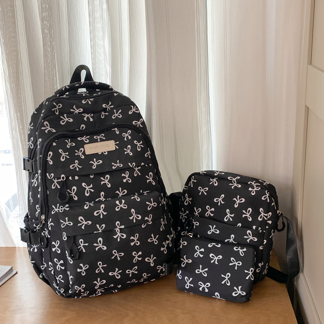 Cute Bow Print Backpack