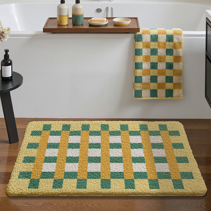 Plush Geometric Bath Mat Bowlift