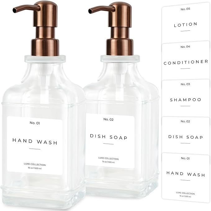 Refillable Luxury Pump Dispenser Set for Hand Wash and Dish Soap Bowlift