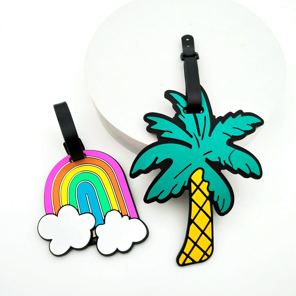 silicone rainbow-shaped luggage tag with adjustable buckle strap soft PVC travel ID tag Bowlift