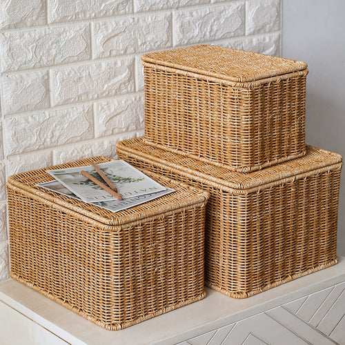 Handcrafted Rectangular Wicker Storage Box Bowlift