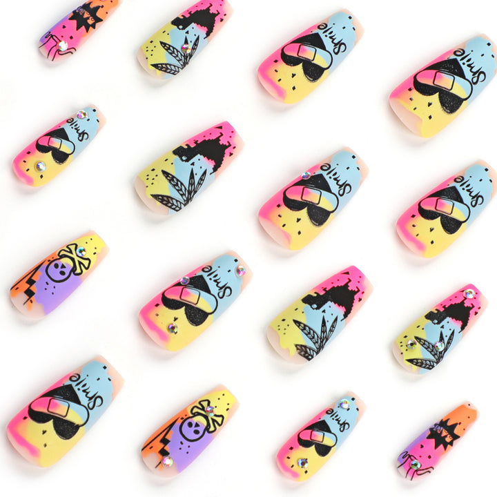 Artistic nail art with colorful design and glitter decoration Bowlift