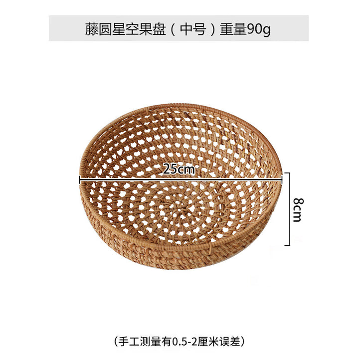 Ladies' round basket made of handwoven natural material Bowlift