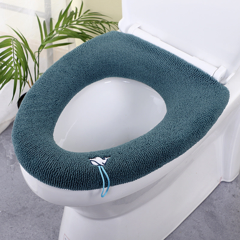 Plush Microfiber Toilet Seat Cover with Elastic Anti-Slip Strap Bowlift