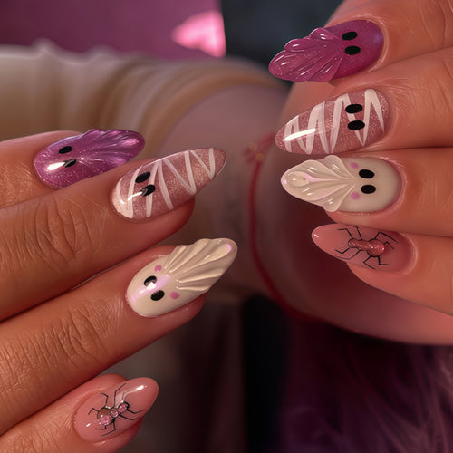 Creative artificial nails with Halloween motifs Bowlift