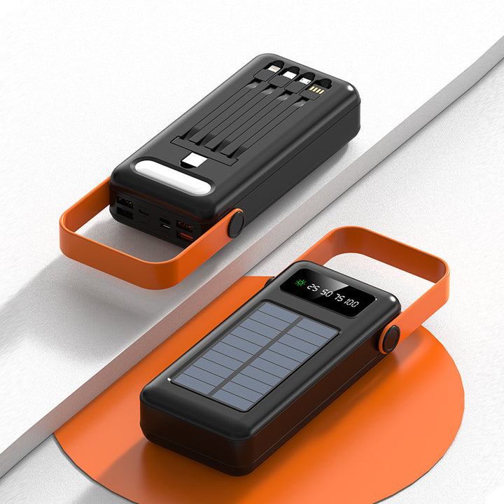 Multifunctional Solar Powerbank with Integrated Charging Cables Bowlift