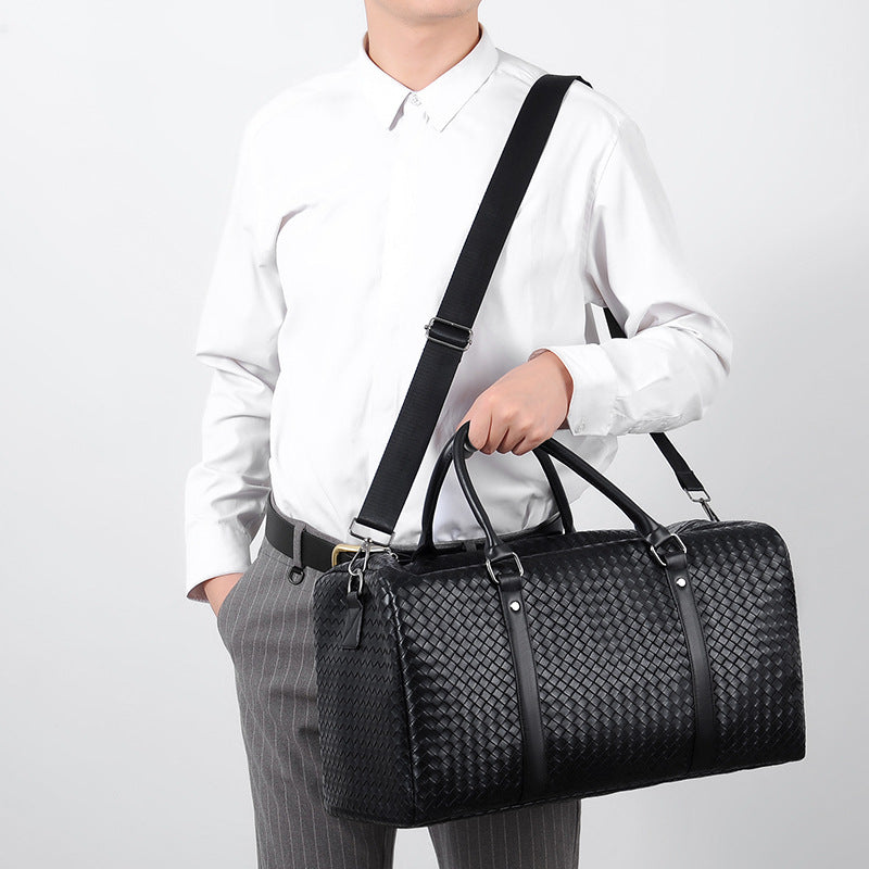 Premium Woven Leather Duffel Bag Bowlift