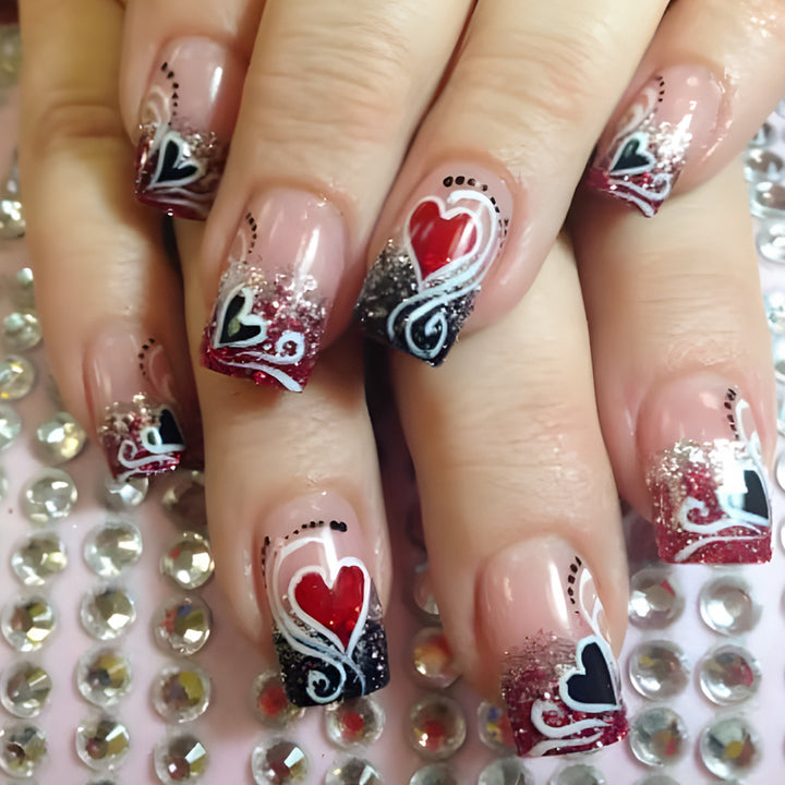 Heart-Embellished Glamorous Nail Art Set Bowlift