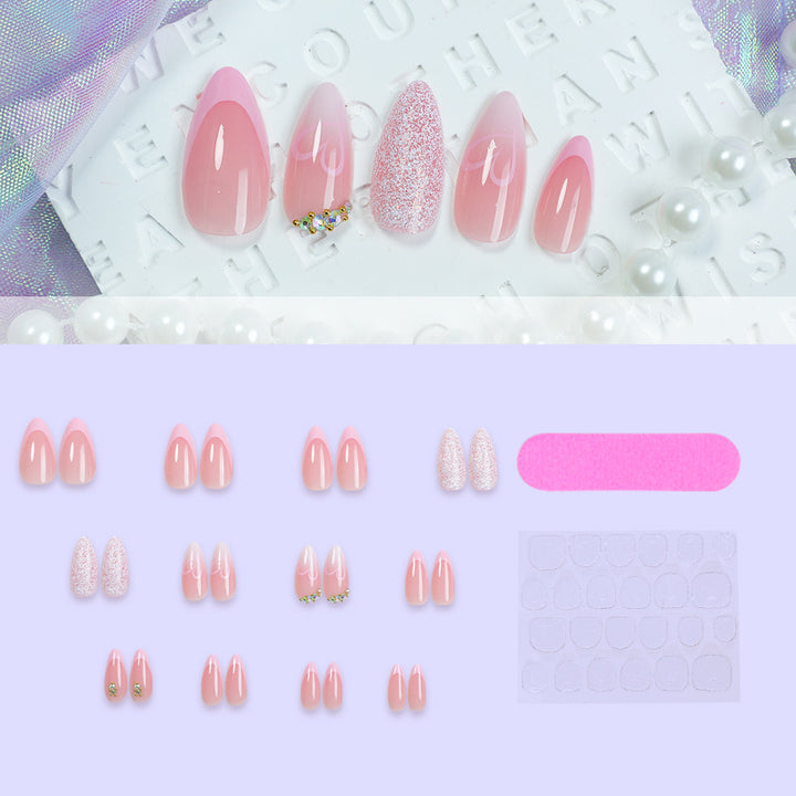 Decorative Press-On Nail Set with Elegant Gradient Designs Bowlift
