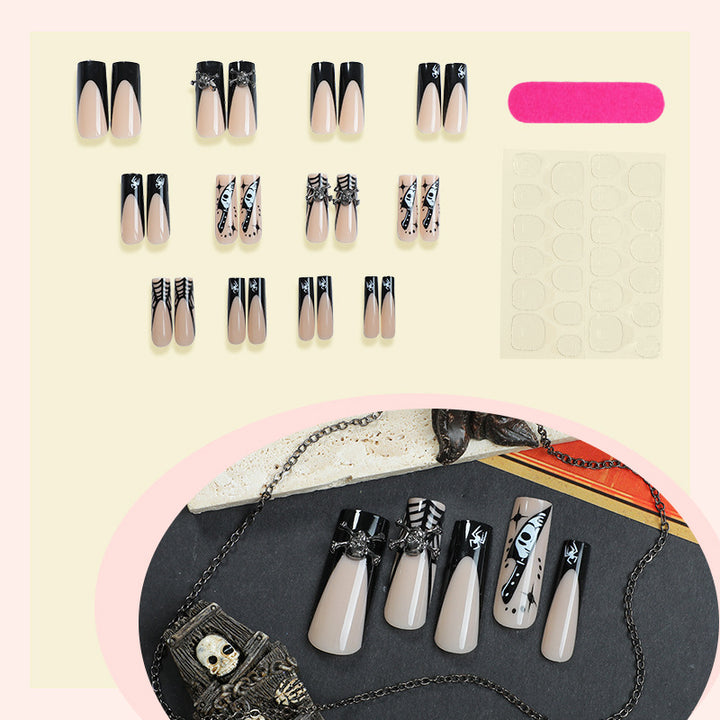 Artificial nail set with creative spider and creepy elements Bowlift