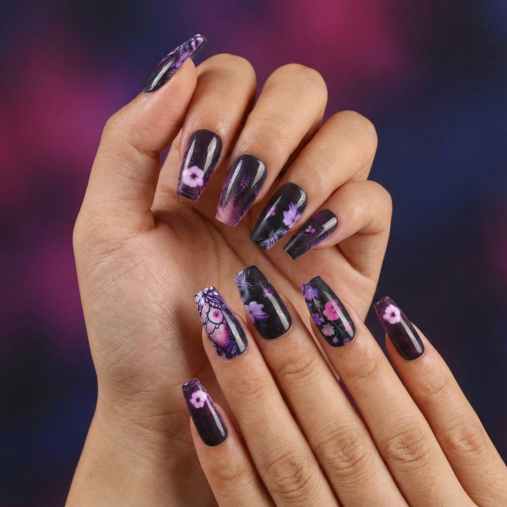 Artificial nails with floral pattern Bowlift