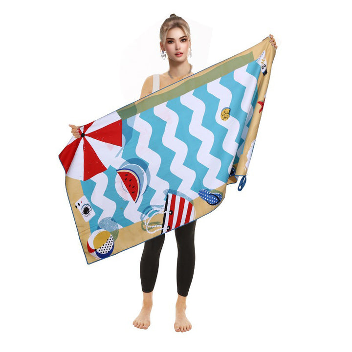 Women's beach towel with colorful flamingo pattern Bowlift