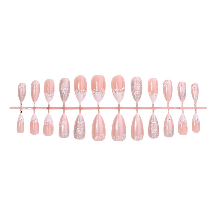 Elegant Floral Press-On Nail Art Ensemble Bowlift