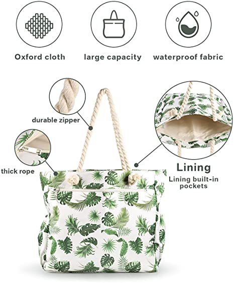 Beach bag with botanical motif and sturdy rope handles Bowlift