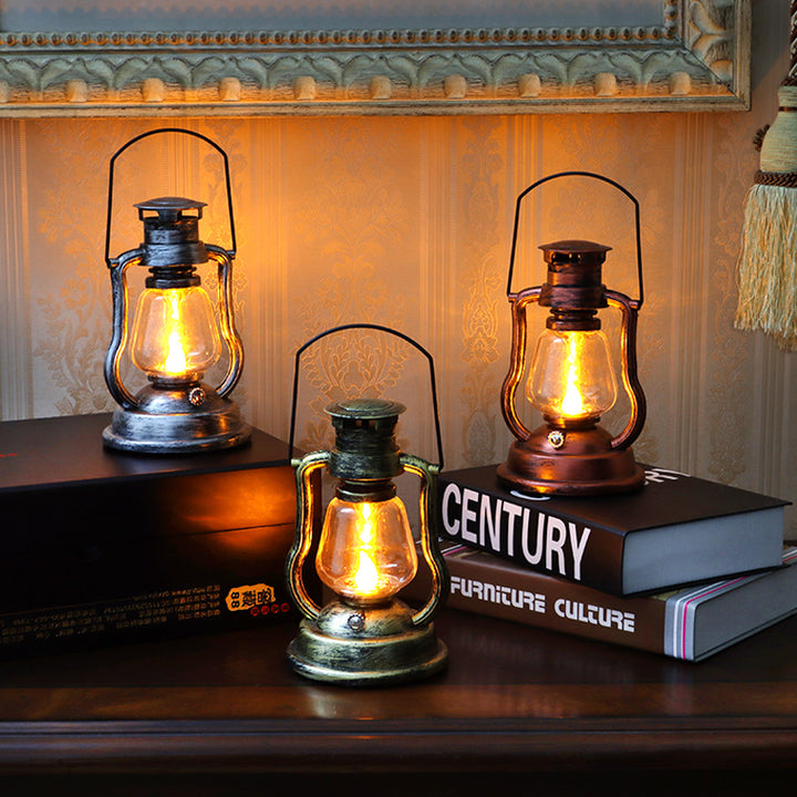 Antique-Inspired Solar LED Lantern With Glass Globe And Metal Handle Bowlift