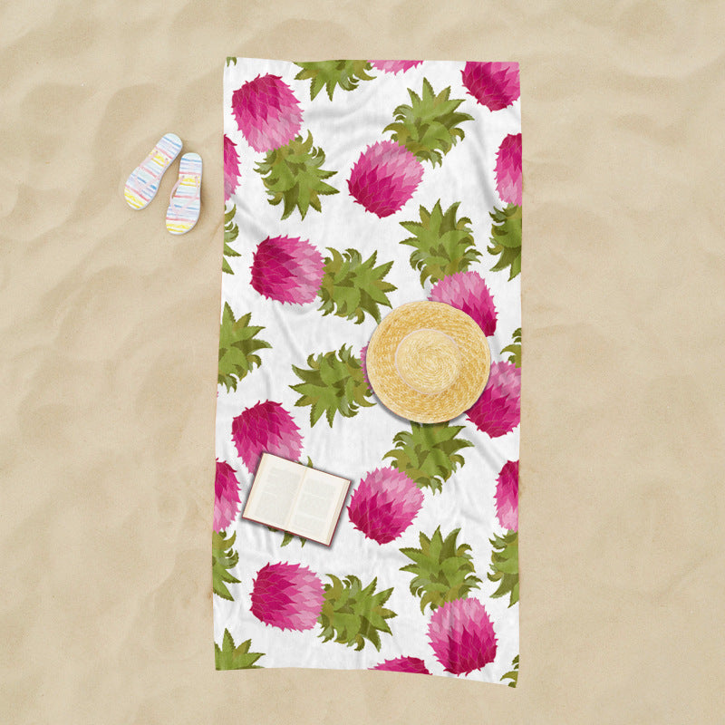 Beach towel with exotic pineapple and palm pattern Bowlift
