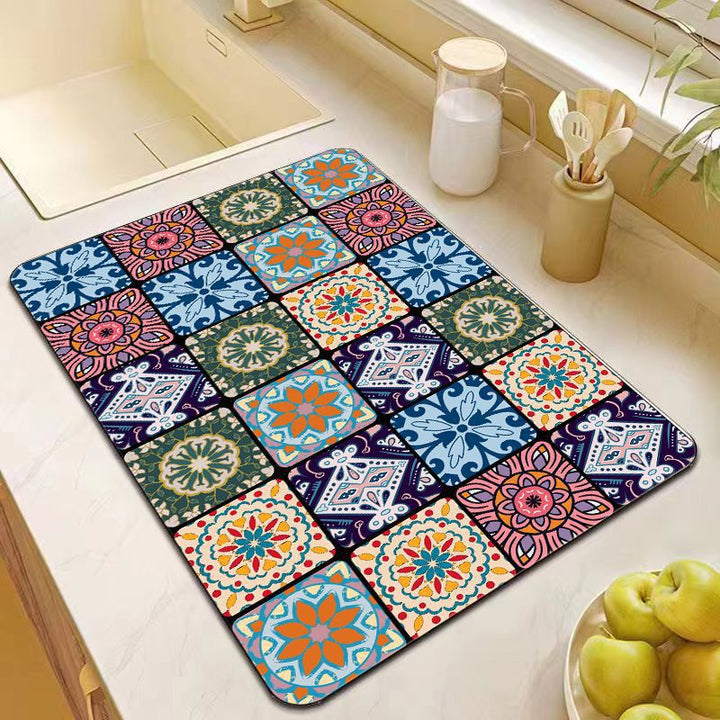 Elegant Mosaic Pattern Kitchen Mat Bowlift