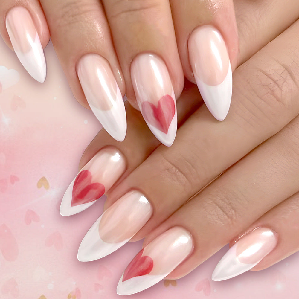 Heart-Embellished Stiletto Press-On Nails Bowlift
