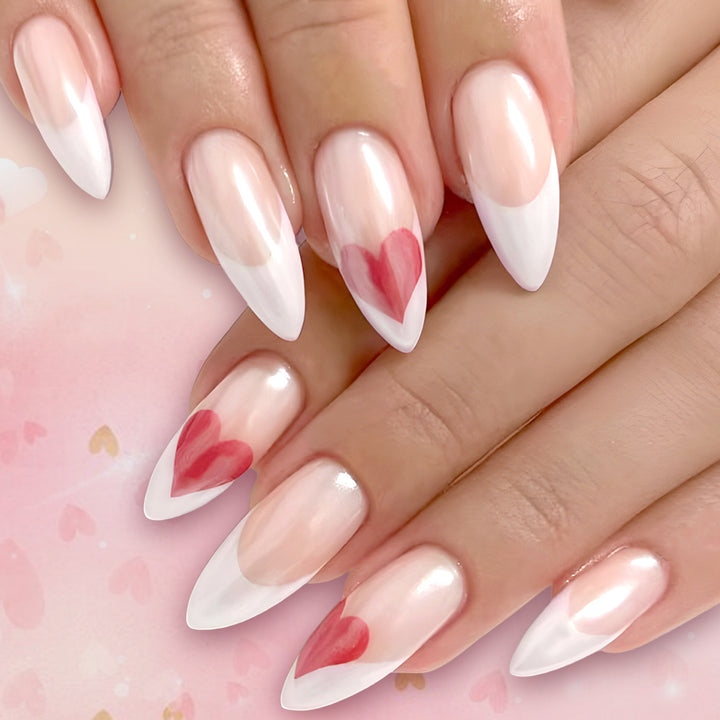 Heart-Embellished Stiletto Press-On Nails Bowlift