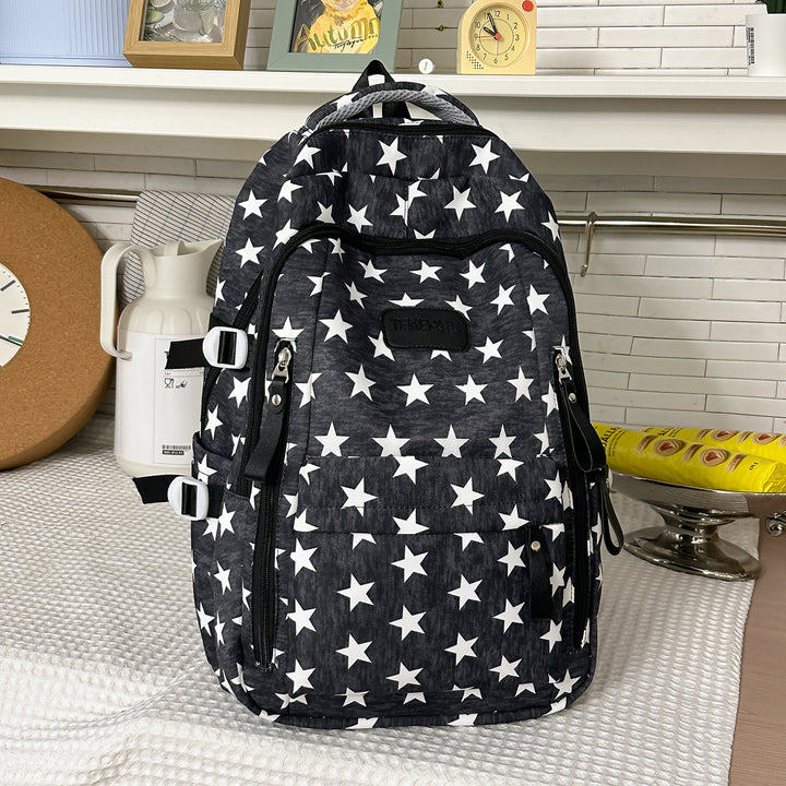 Trendy Star-Print School Backpack Bowlift