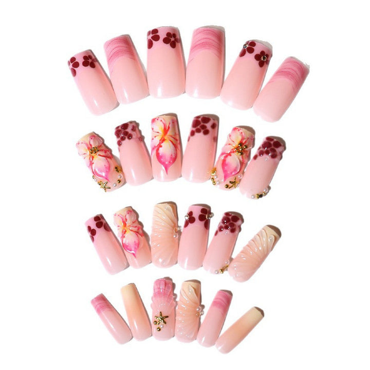 Acrylic nail set with exclusive flower design and sparkling accents Bowlift