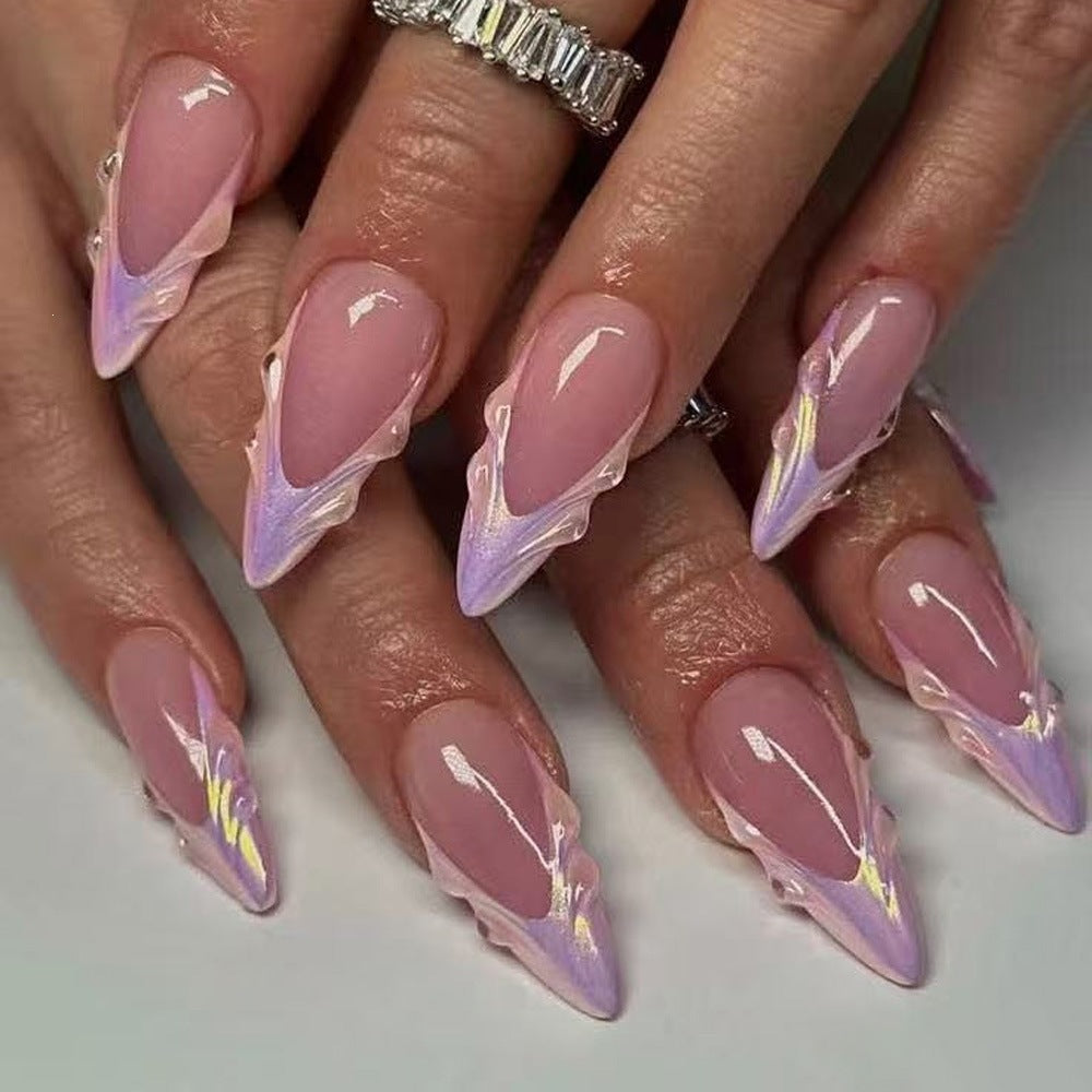Artful Nail Tips Set with Leaf Accents Bowlift