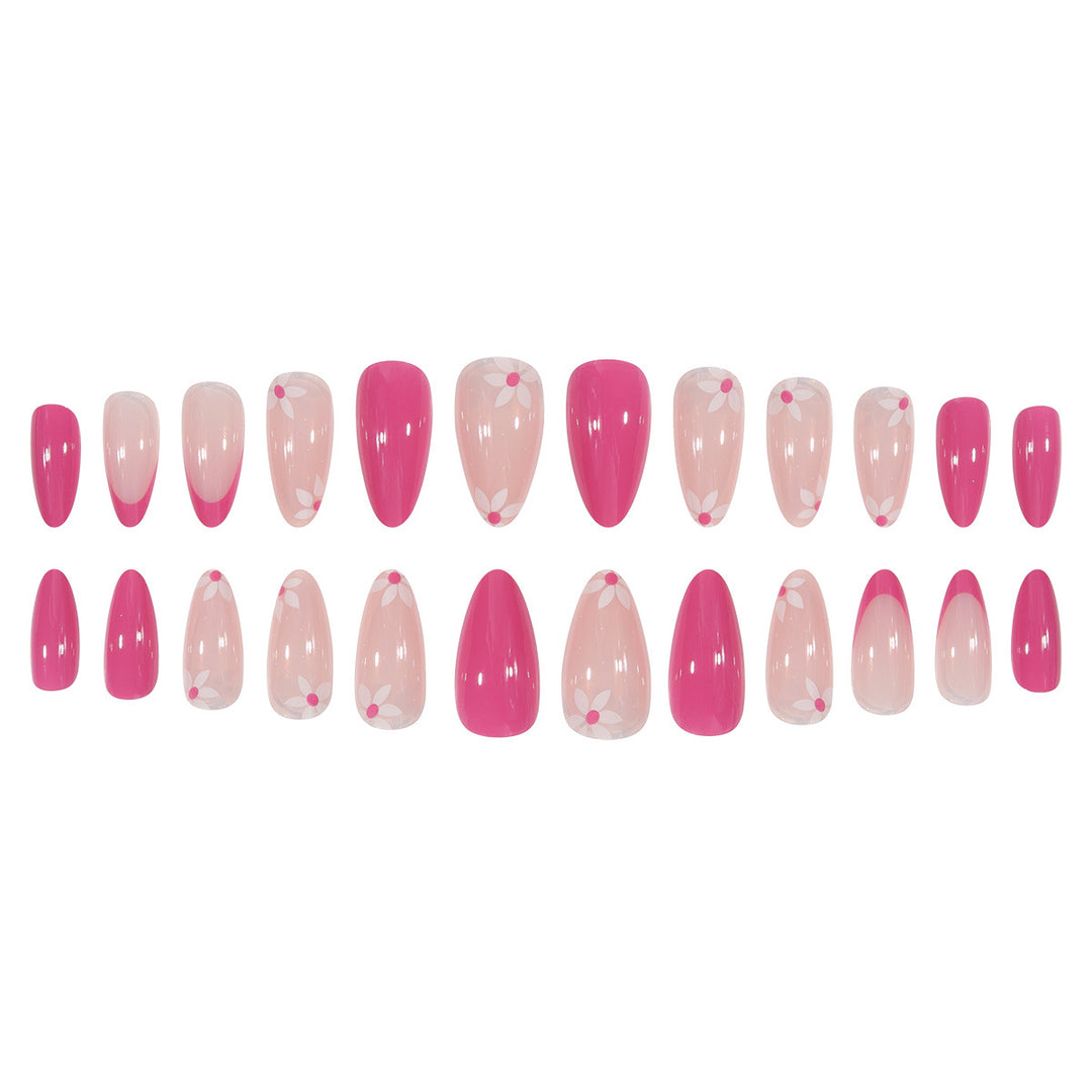 Floral-Patterned Stiletto Press-On Nails Bowlift