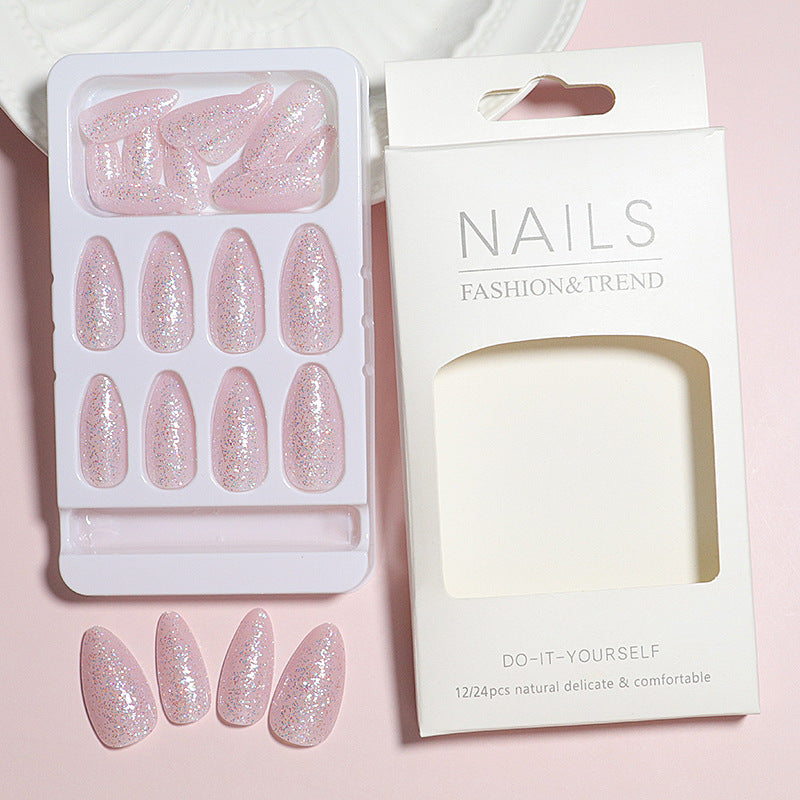 Glittery Almond-Shaped Press-On Nails Set Bowlift