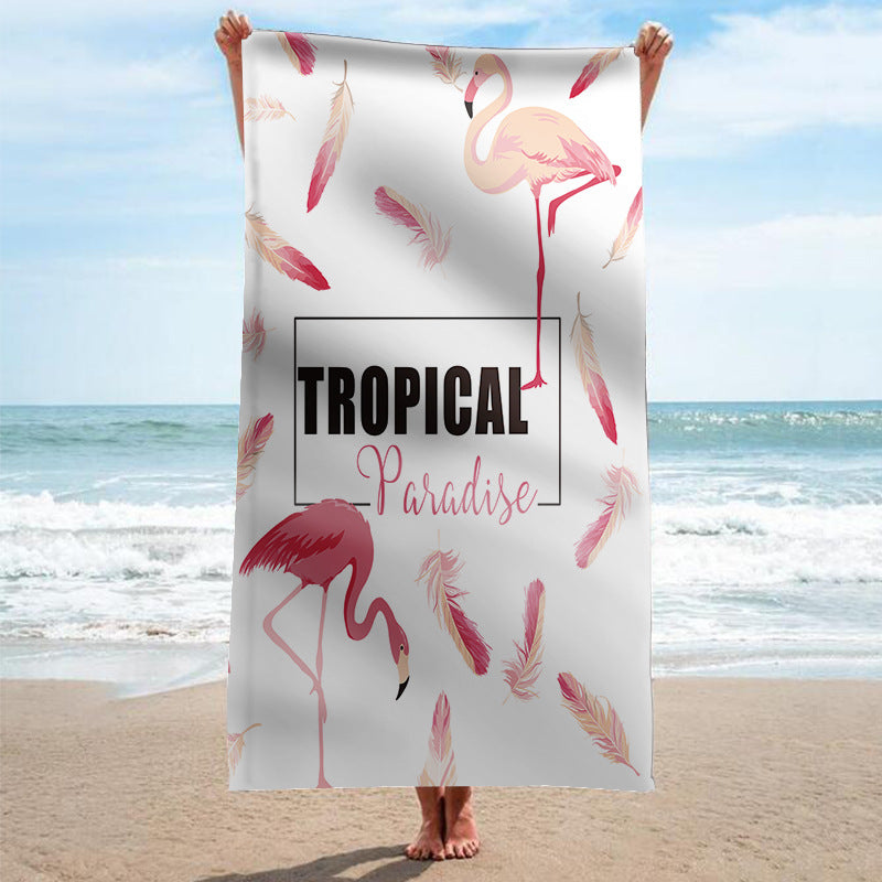 Beach towel with tropical flamingo pattern Bowlift