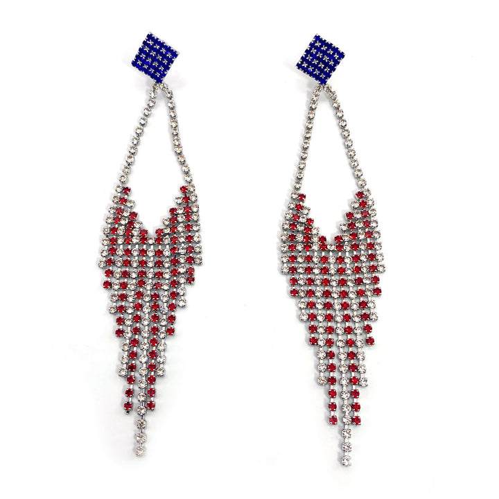 Women nano sparkling statement earrings with long rhinestone tassels Bowlift