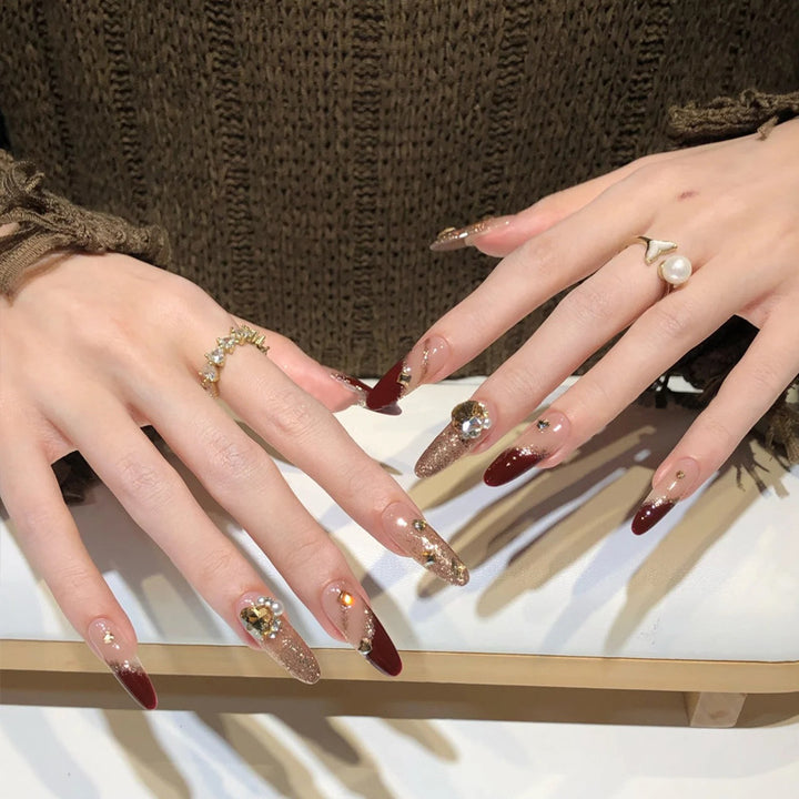 Acrylic nail set with elegant glitter design and exclusive embellishments Bowlift