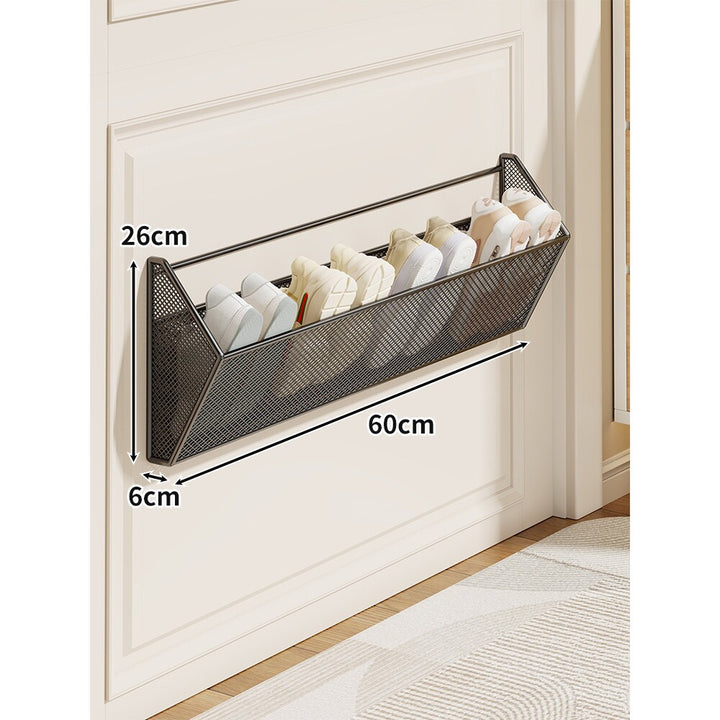Slim Wall-Mounted Mesh Slipper and Lightweight Shoe Organizer