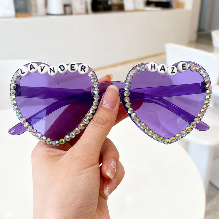 Heart-Shaped Rhinestone-Embellished Sunglasses Bowlift 1787141205