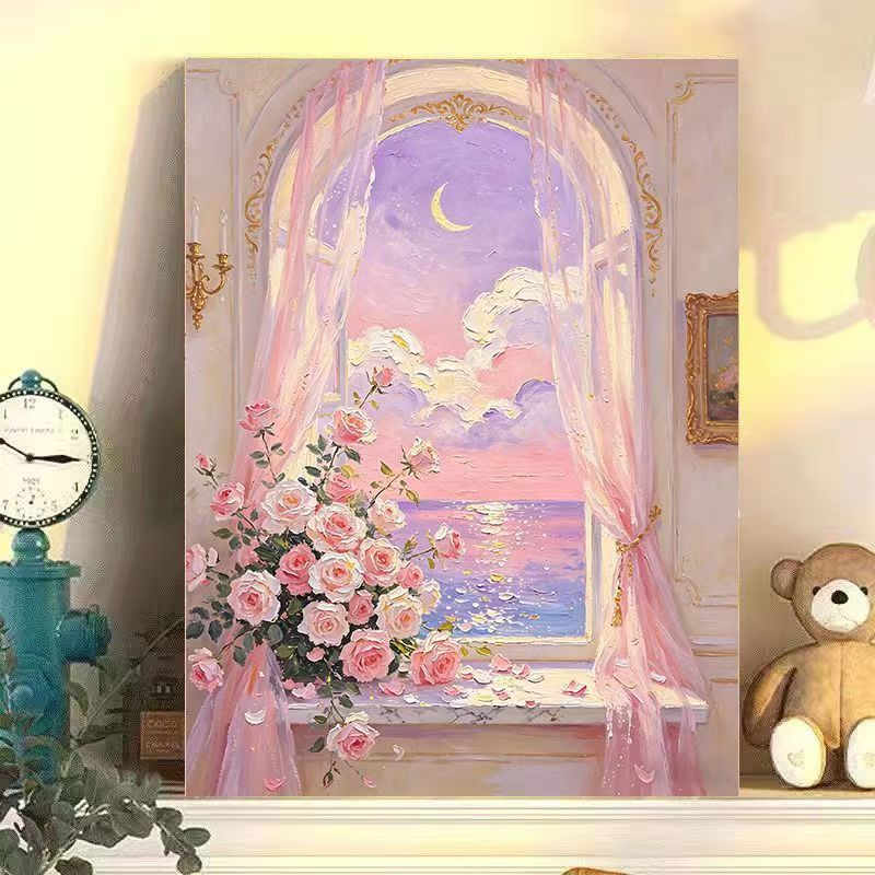 Romantic Floral Landscape Canvas Art Bowlift
