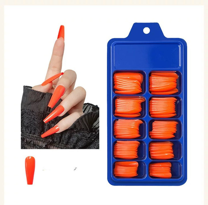 Artificial nails with long French tip design Bowlift