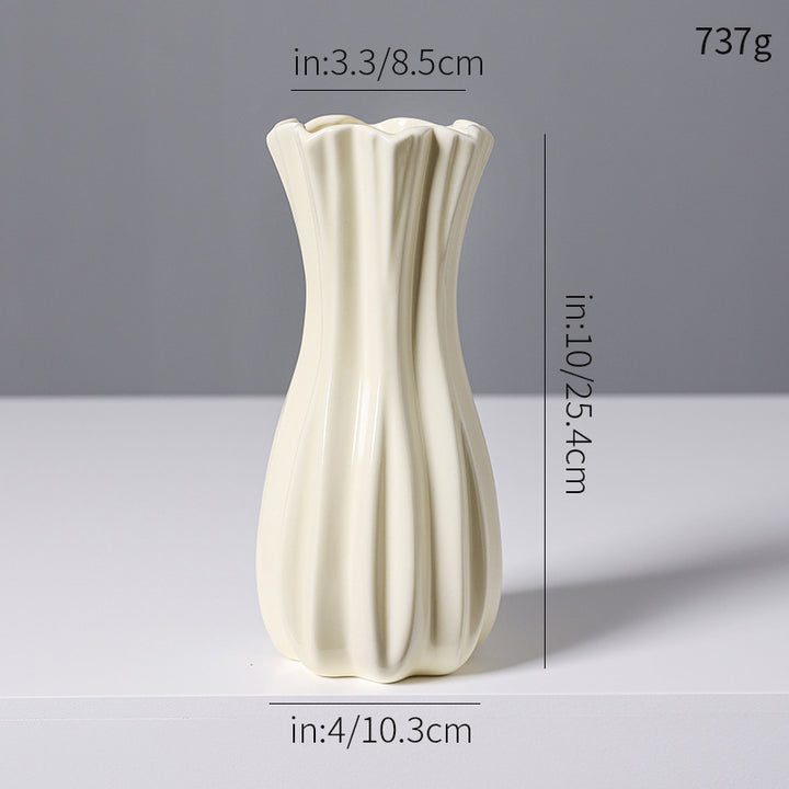Elegant Fluted White Ceramic Vase Bowlift