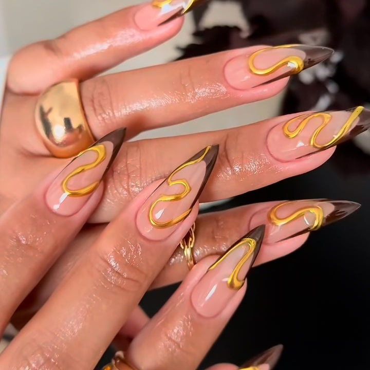 Artistic Stiletto Press-On Nail Design Bowlift