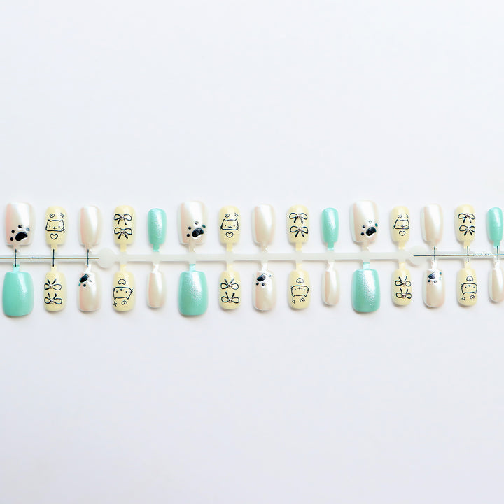 Whimsical Animal-Themed Press-On Nail Art Bowlift
