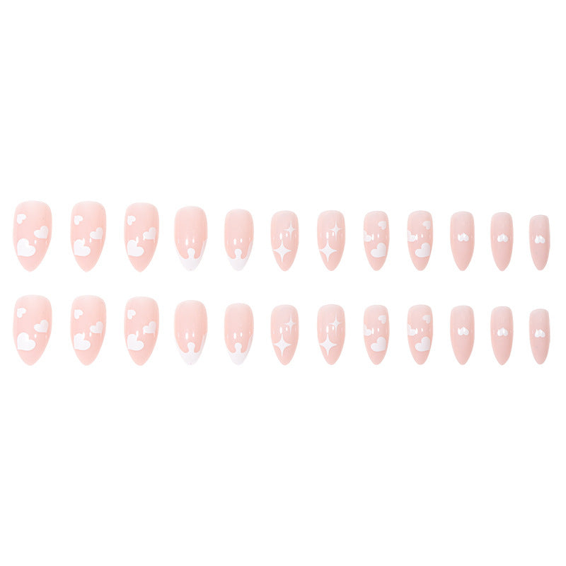 Custom Heart-Design Stiletto Press-On Nails Bowlift