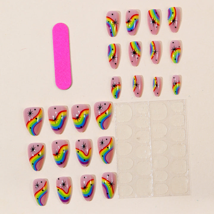 Colorful Rainbow-Themed Nail Art Bowlift