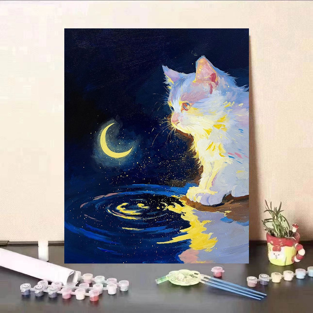 Cat-Themed Fantasy Wall Art Canvas Print Bowlift