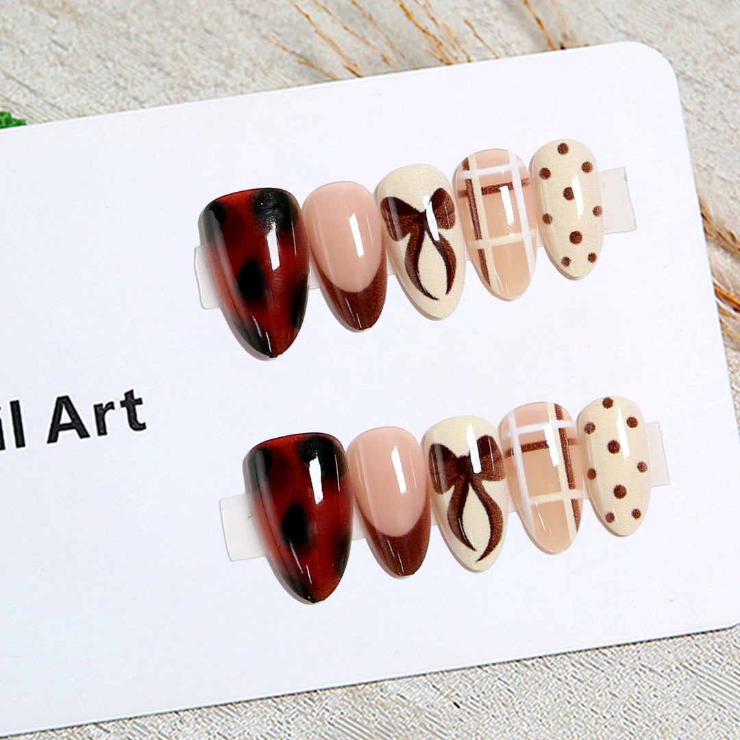 Artistic Nail Tips with Bow Design Bowlift