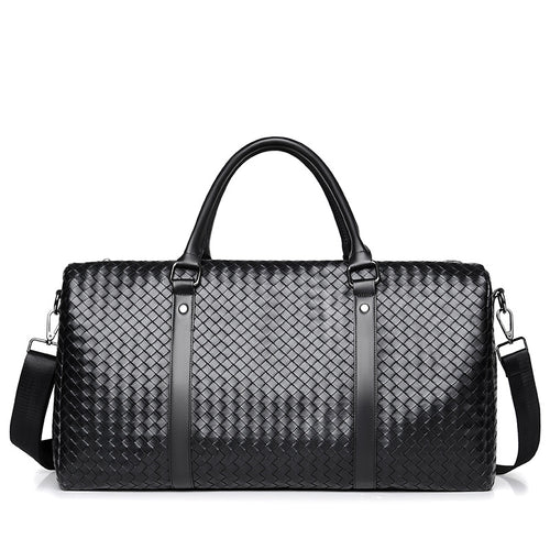 Premium Woven Leather Travel Duffel Bag Bowlift